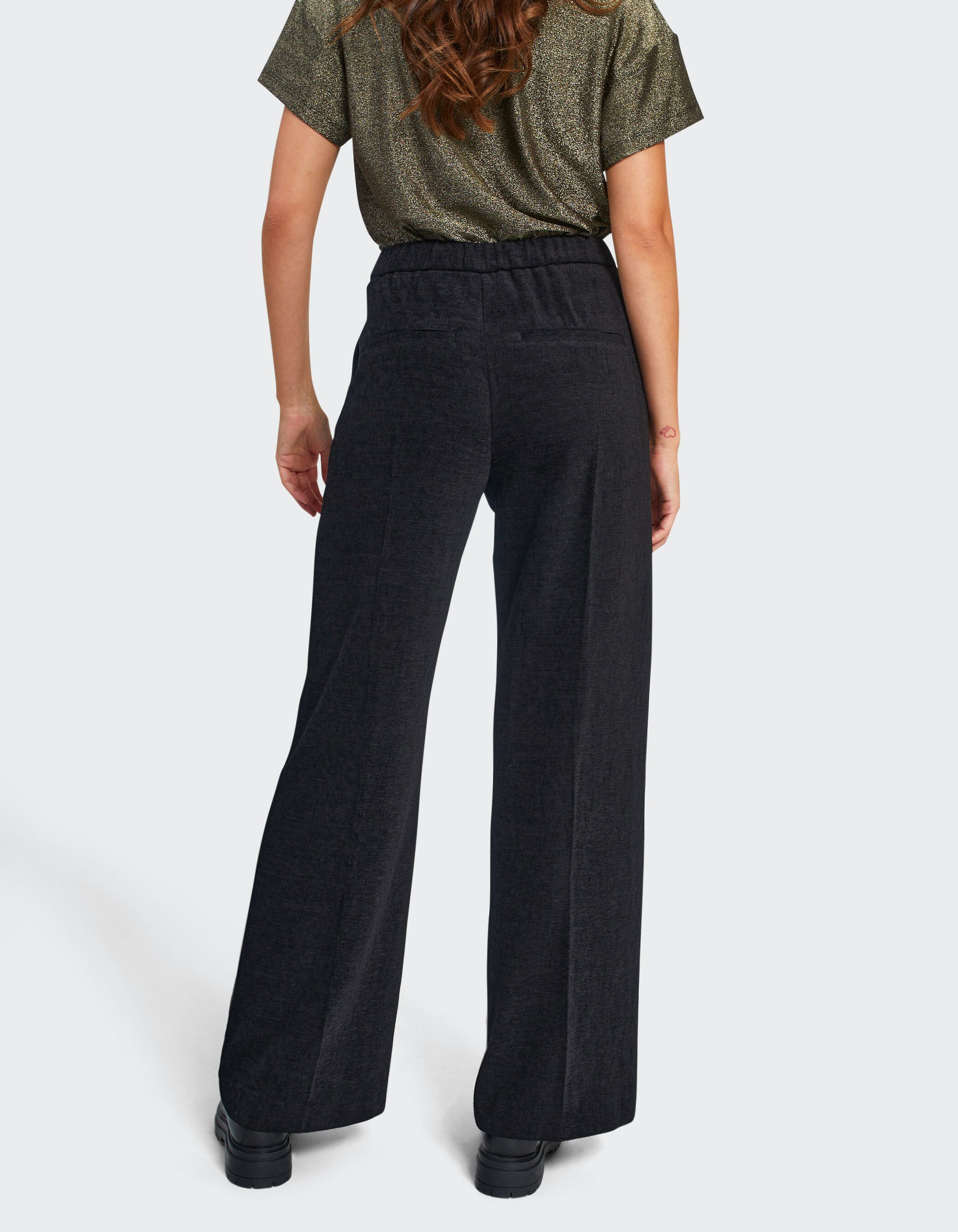Pantal n ancho negro terciopelo I.Code