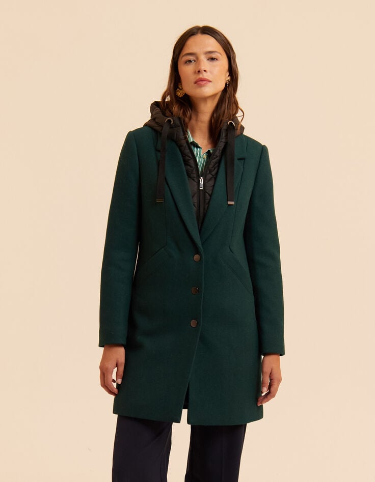 Manteau vert parementure doudoune amovible I.Code-1 Manteau vert parementure doudoune amovible I.Code-1