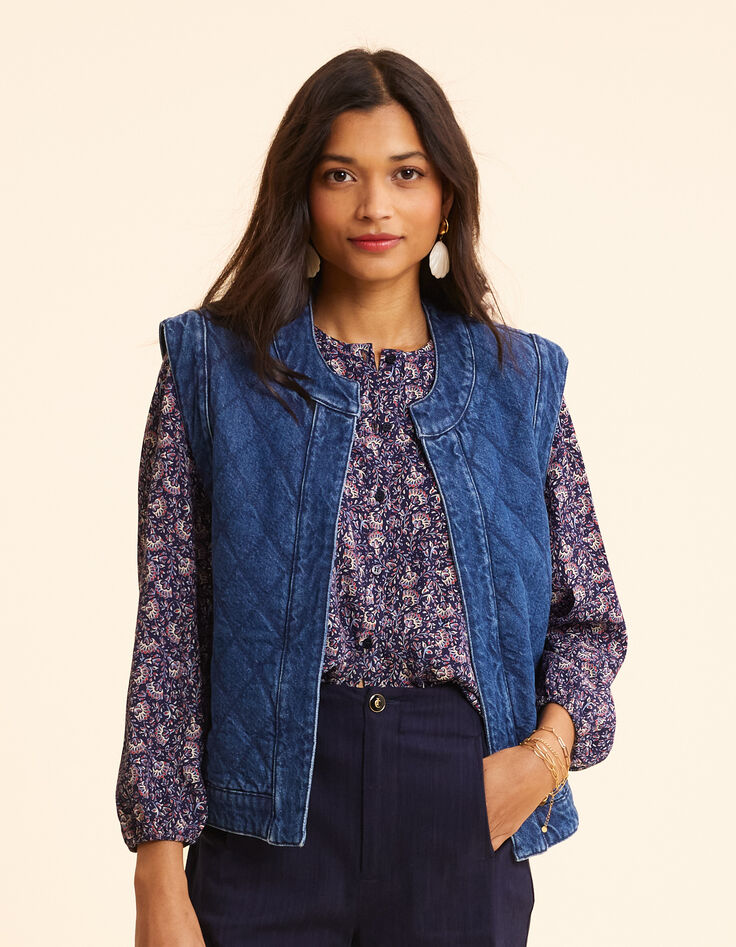 Chaqueta vaquera azul acolchada sin mangas I.Code-5