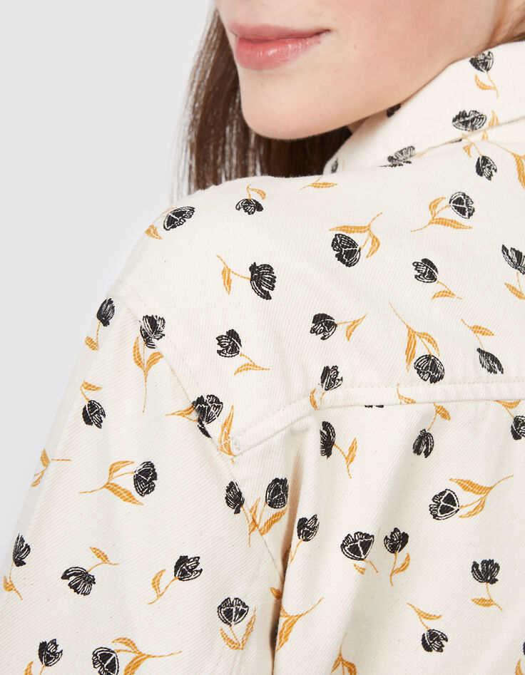 Chaqueta vaquera crudo estampado florecitas rock I.Code -4
