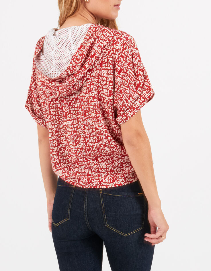 Top candy red imprimé mini typo I.Code-4 Top candy red imprimé mini typo I.Code-4