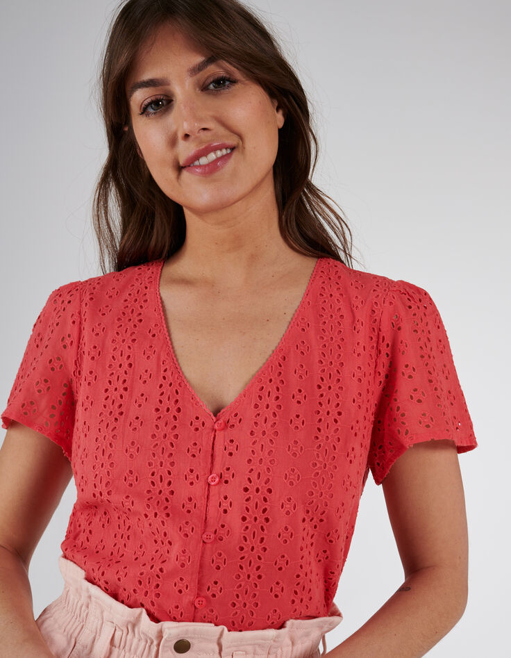 Top rosa botones bordado inglés I.Code-2