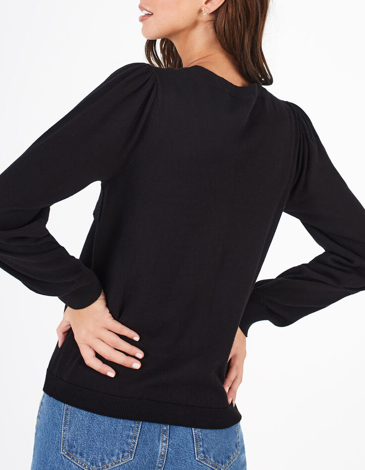 Cardigan noir tricot avec dentelle I.Code-5