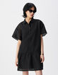 Schwarzes Kleid mit durchbrochenem Karomuster Damen-3