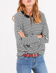 Navy blouse ecru strepen ritskraag I.Code-1