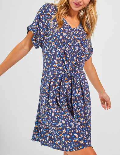 I.Code navy tachist print dress