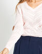Pull rose poudré en maille ajourée I.Code-2