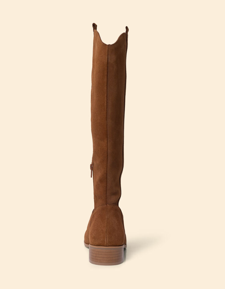 I.Code camel suede cowboy boots-3