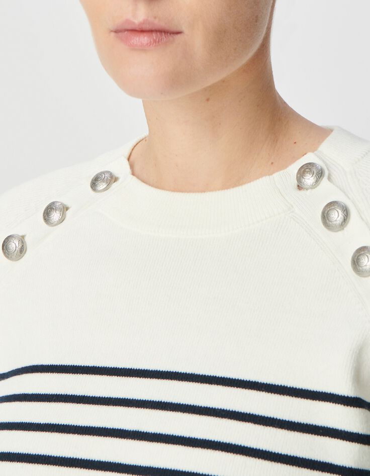 Gestreifter Matrosenpullover f&uuml;r Damen mit eingravierten Kn&ouml;pfen-4