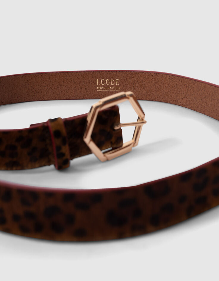 Ceinture fauve en cuir effet léopard I.Code-3