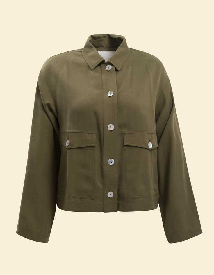 Veste kaki fluide poches boutonn&eacute;es I.Code-5