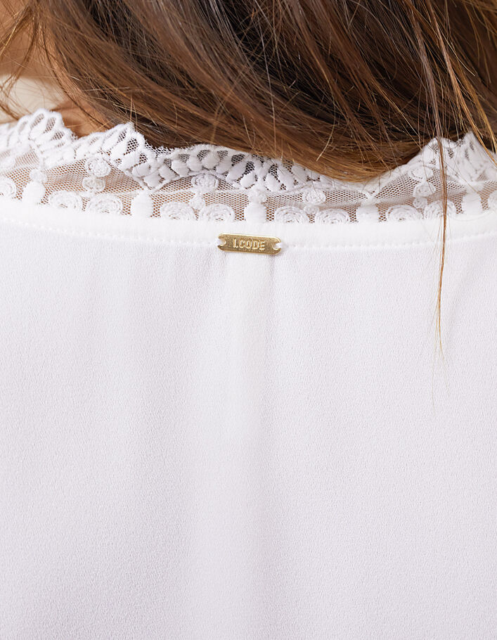 I.Code off-white blouse with lace - I.CODE