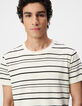 Wei&szlig;es Herren-T-Shirt mit schwarzem Streifendesign-1
