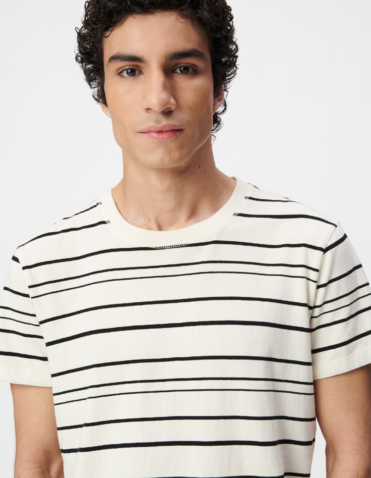 Wei&szlig;es Herren-T-Shirt mit schwarzem Streifendesign-1