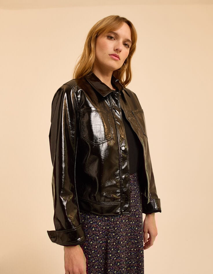 Kurze schwarze Jacke Vinyl I.Code-3 Kurze schwarze Jacke Vinyl I.Code-3