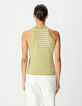 Gr&uuml;n gestreifter &auml;rmelloser Pullover f&uuml;r Frauen-3