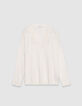 Wei&szlig;er Damen Strickpullover mit V-Ausschnitt und Nieten-5