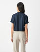 Kurzarm-T-Shirt f&uuml;r Damen mit Pailletten in Marineblau-4