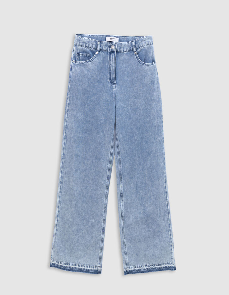 Blaue Jeans mit hoher Taille und weitem Bein f&uuml;r Damen-8