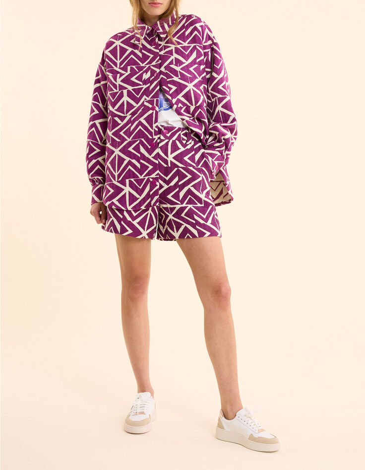 Violette Jacke aus Jacquard mit grafischem Muster I.Code-6
