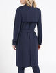 I.Code navy minimalist jacquard knit trench coat-3