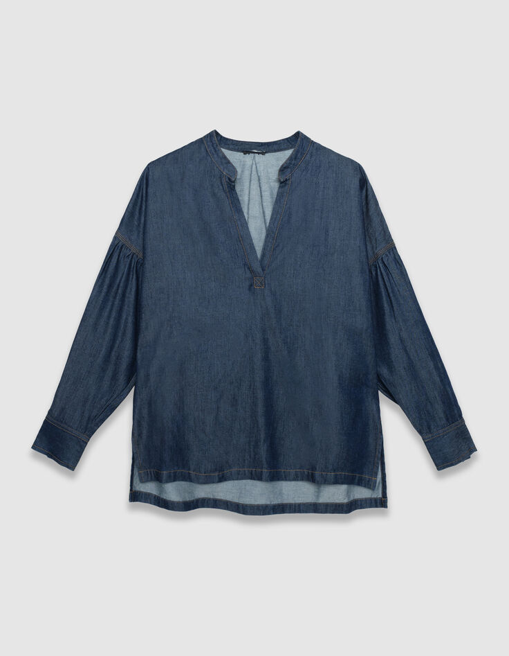 Oversize-Damenbluse aus Lyocell&reg; ungebleichtes Blau-5