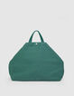 Gr&uuml;ne Damen-Totebag aus Segeltuch mit Stickerei-2