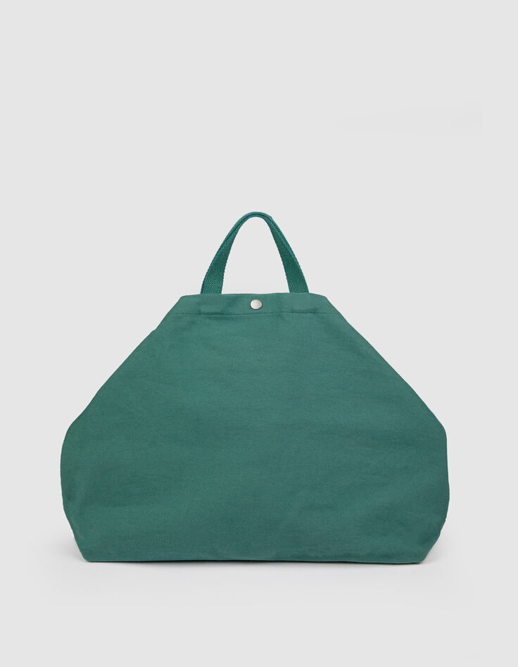 Gr&uuml;ne Damen-Totebag aus Segeltuch mit Stickerei-2