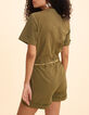 Combi-short kaki avec ceinture brod&eacute;e I.Code-2