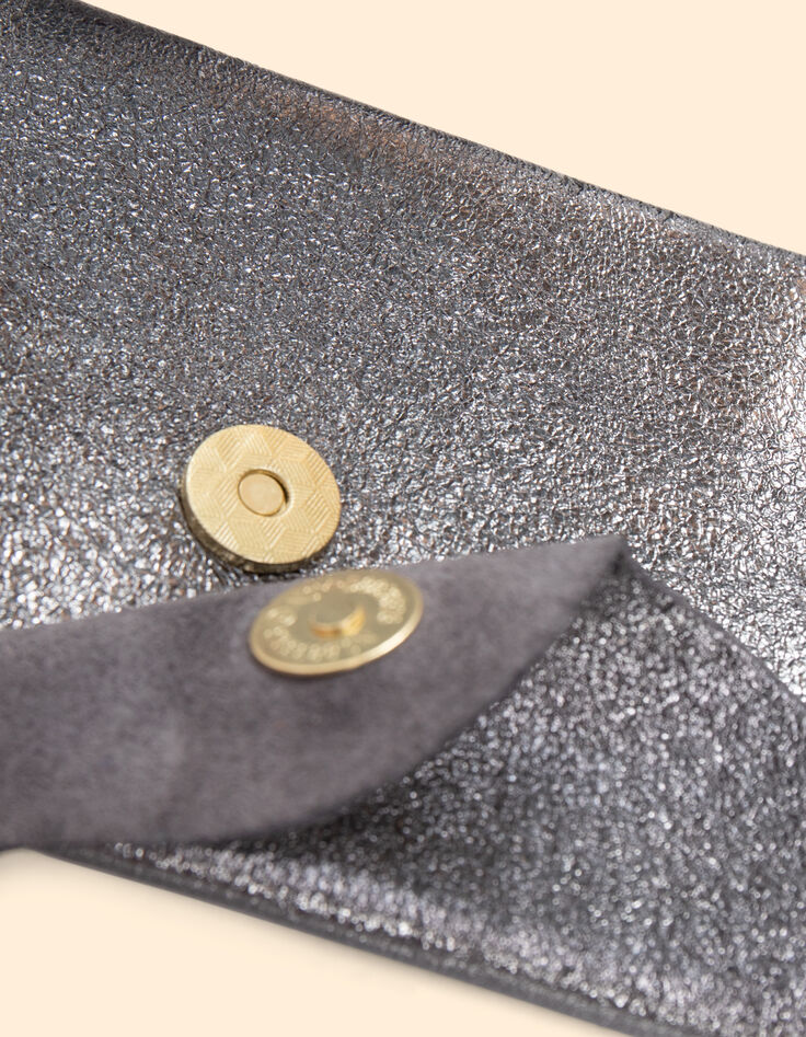 I.Code iridescent grey leather mini clutch bag-3