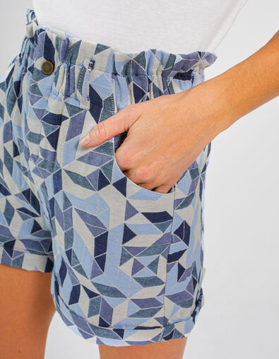 Shorts cobalto jacquard gráfico I.Code