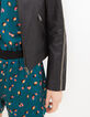 Chaqueta de cuero negra con galones microcadenas I.Code-5