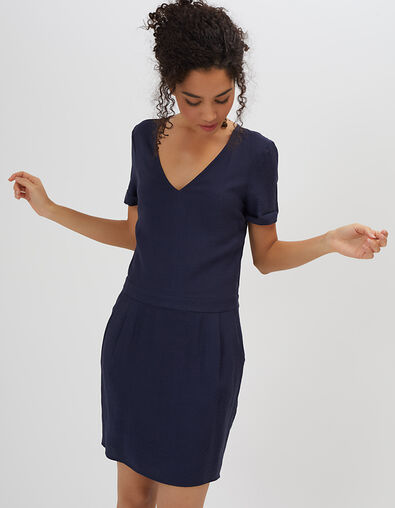 Robe marine jacquard pois I.Code