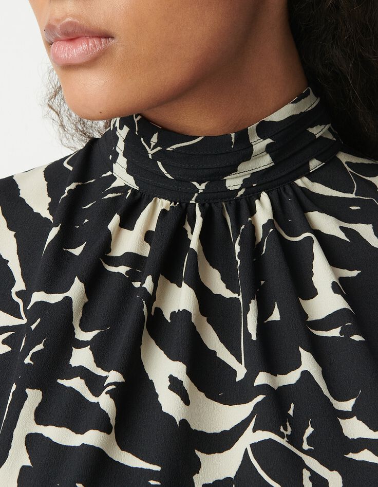 Schwarzes Kleid mit Zebra-Blumenmuster f&uuml;r Damen-4