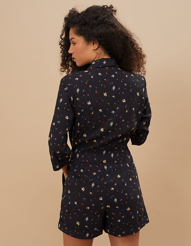 Combi short noire imprimé floral I.Code-3