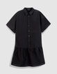 Schwarzes Kleid mit durchbrochenem Karomuster Damen-6