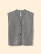 Cardigan sans manches gris tricot d&eacute;tails torsades I.Code-6