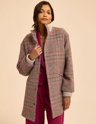 Manteau camel motif carreaux I.Code