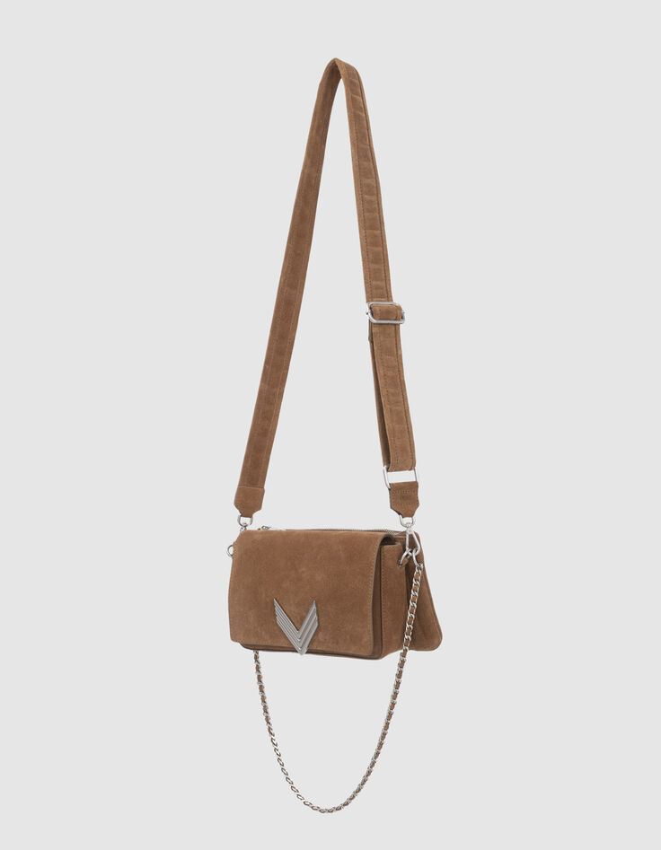 Die Tasche Die 111 Staten Island camel Leder Samt Damen-2