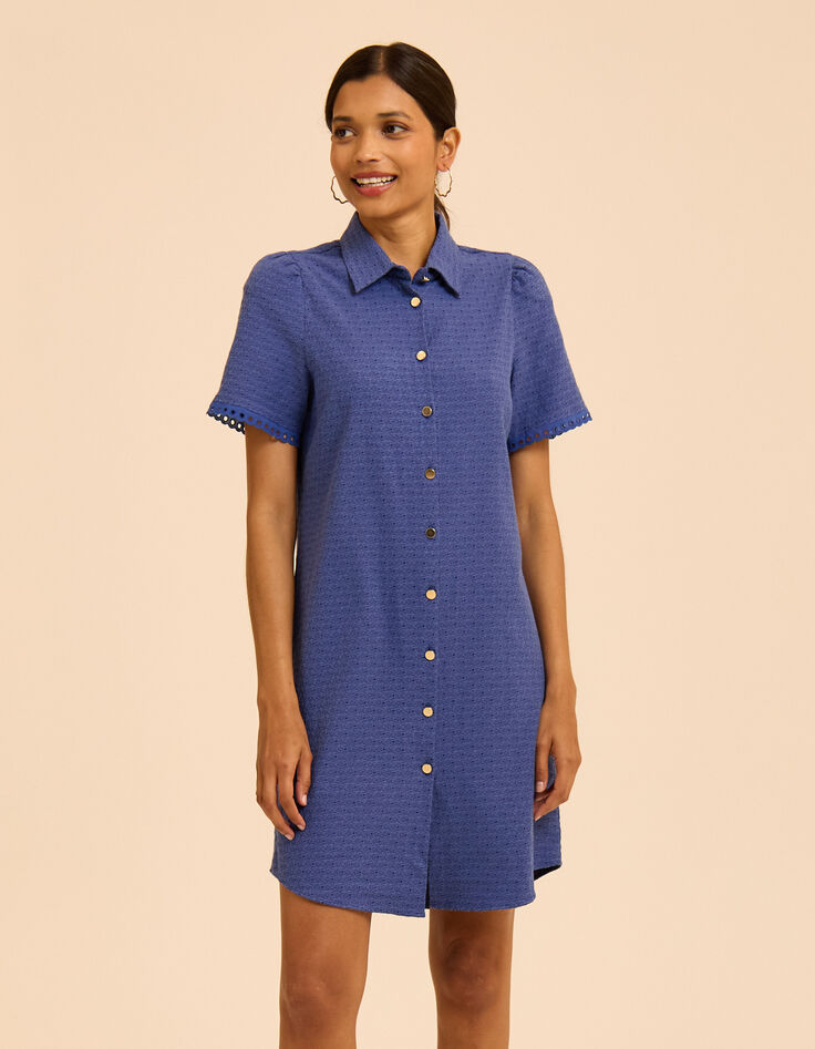 Robe chemise bleue jacquard fantaisie I.Code-1