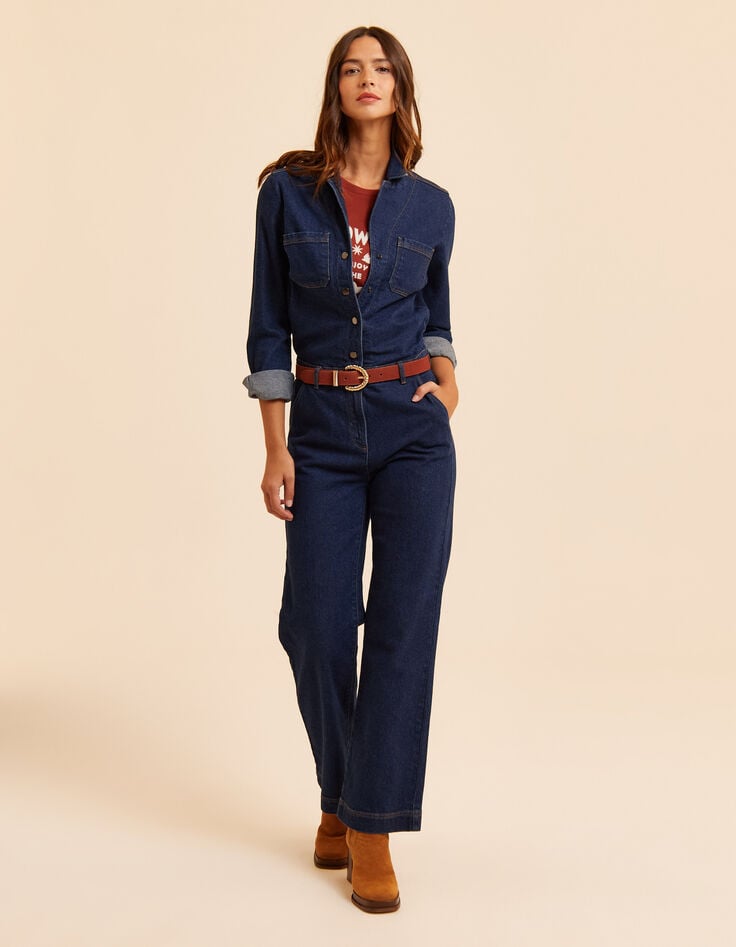 I.Code blue denim jumpsuit-1