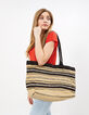 Sac cabas naturel en textile tressé brodé I.Code-3