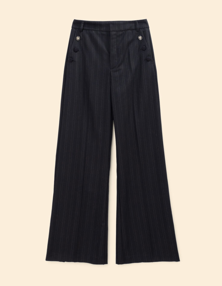 Pantalón de traje negro ancho rayas Coraline I.Code-1 Pantalón de traje negro ancho rayas Coraline I.Code-1