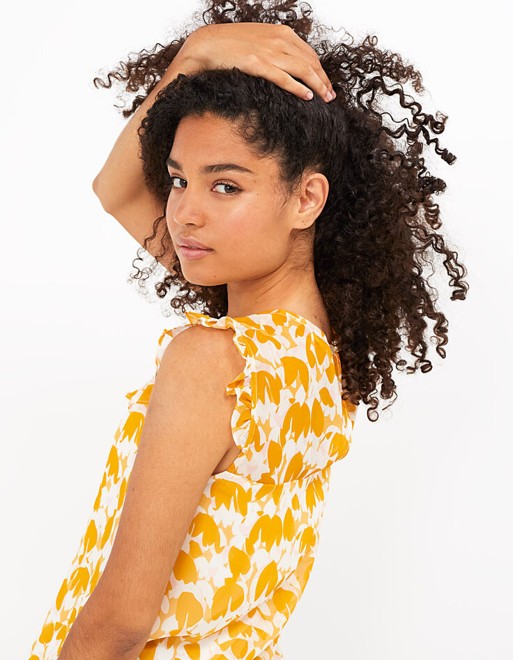 Top jaune à imprimé maxi fleurs I.Code-4