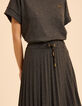 Grauer Midi-Faltenrock Strick I.Code-5