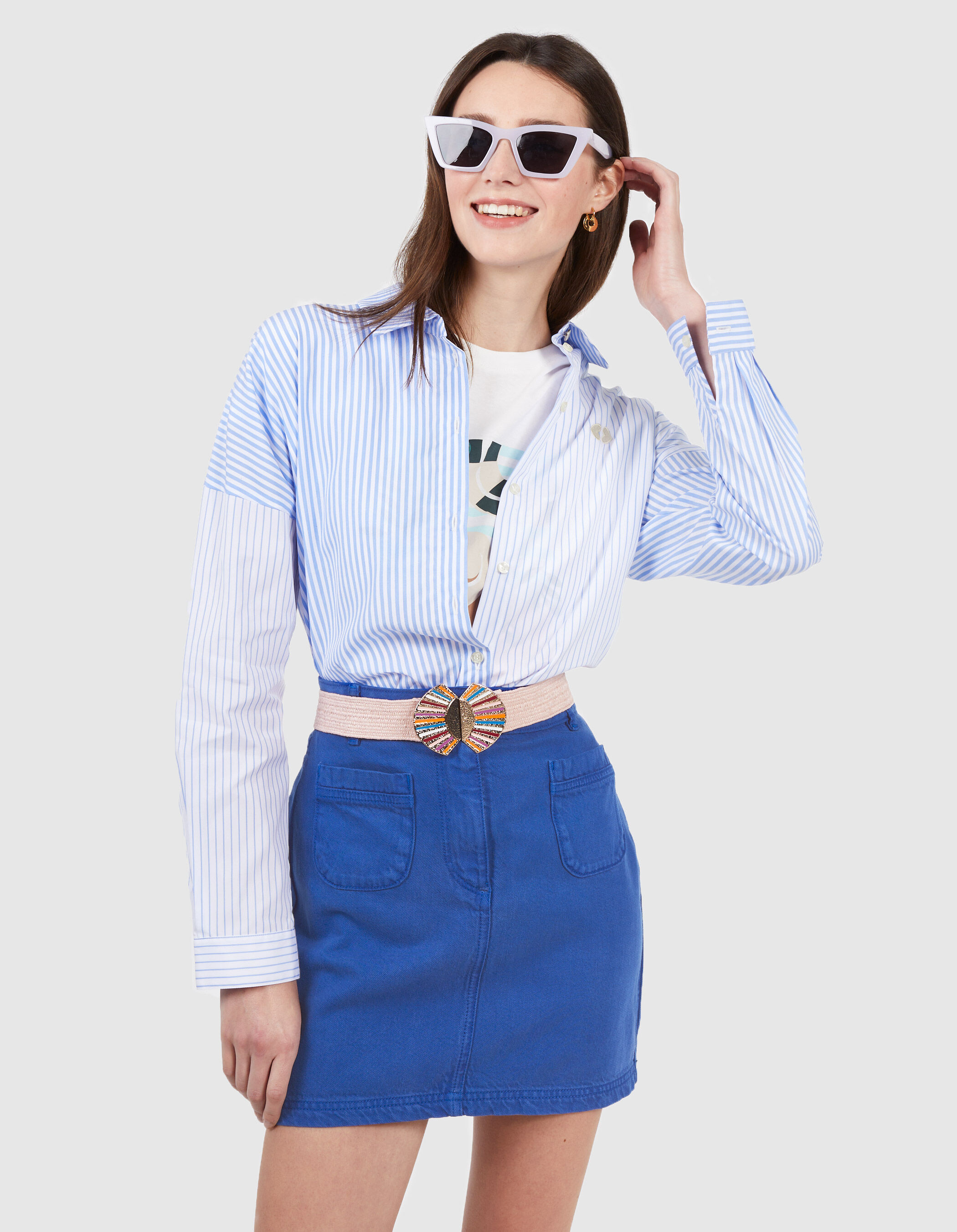 I.Code electric blue denim mini skirt