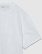 Camiseta con mensaje flocado de terciopelo blanco-8