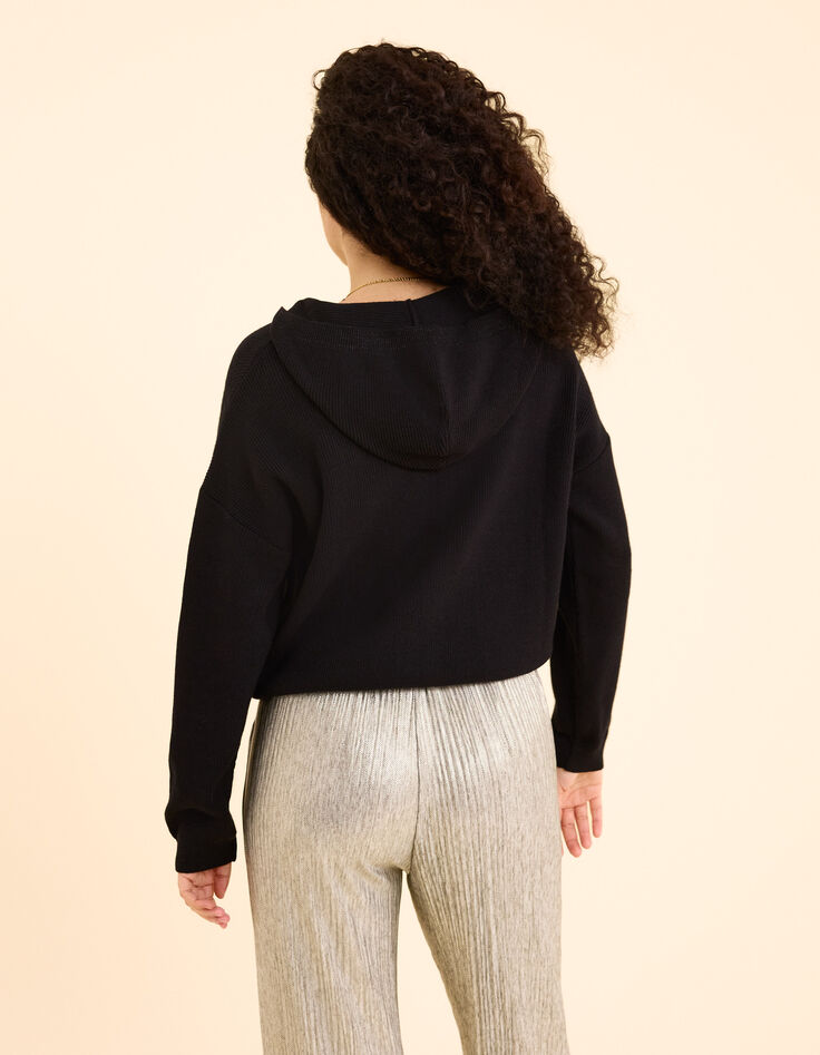 Cardigan à capuche noir en tricot I.Code-6