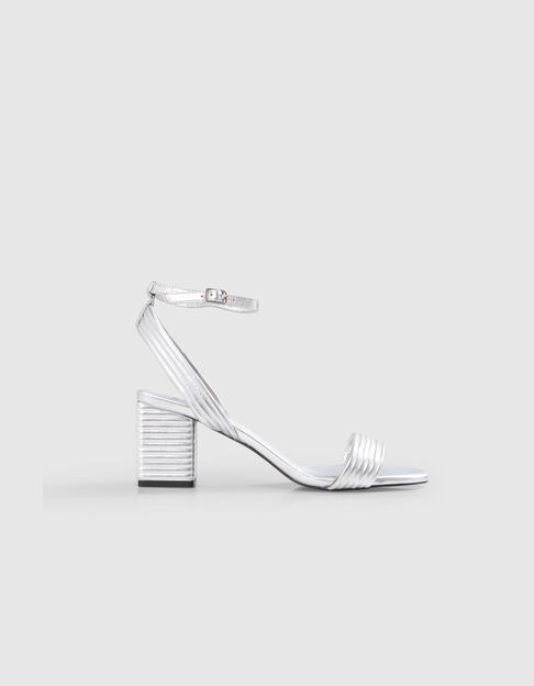 Sandalias tac&oacute;n silver cuero metalizado - IKKS