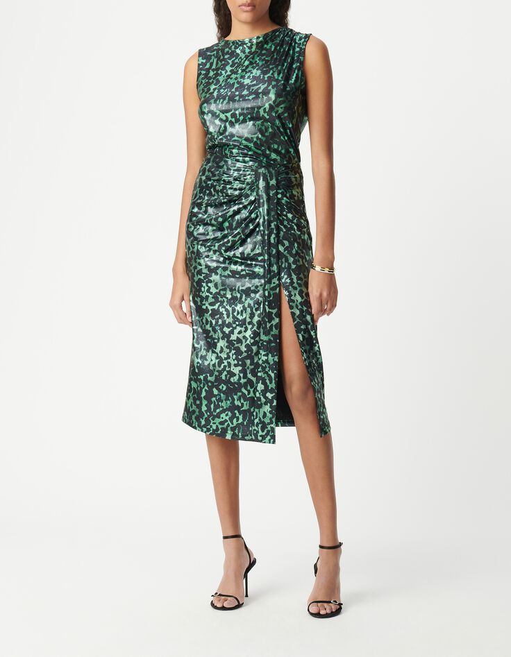 Gr&uuml;ner Rock mit Metallic-Camouflage-Print f&uuml;r Damen-1